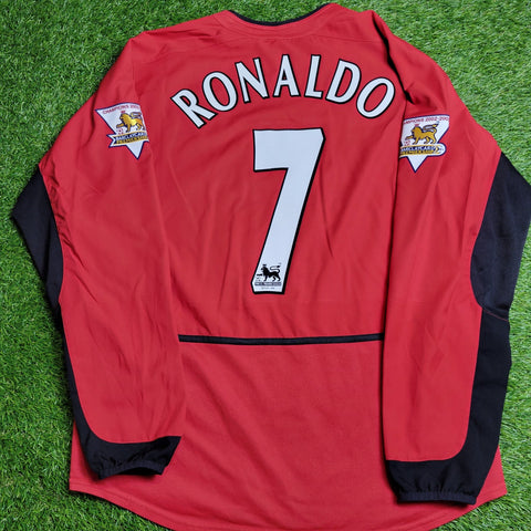 Cristiano Ronaldo Manchester United 2003 2004 DEBUT SEASON Home Long Sleeve Soccer Jersey Shirt M SKU# F20610DHA 184948 Nike