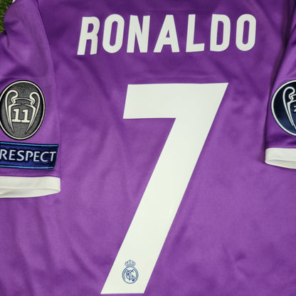 Cristiano Ronaldo Real Madrid 2016 2017 UEFA FINAL Away Soccer Jersey Shirt M SKU AI5158 Adidas