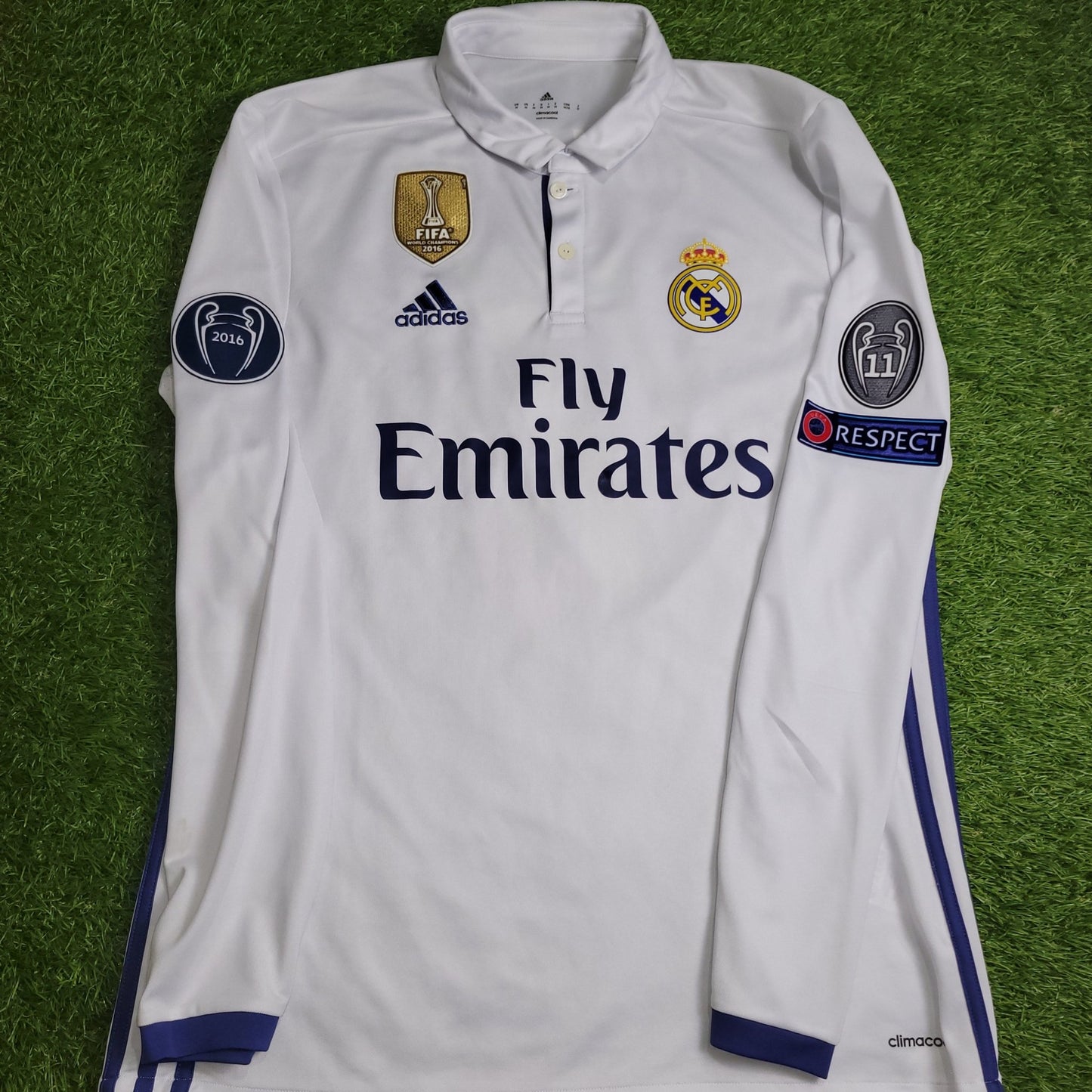 Cristiano Ronaldo Real Madrid 2016 2017 UEFA Home Long Sleeve Soccer Jersey Shirt M SKU AI5184 Adidas