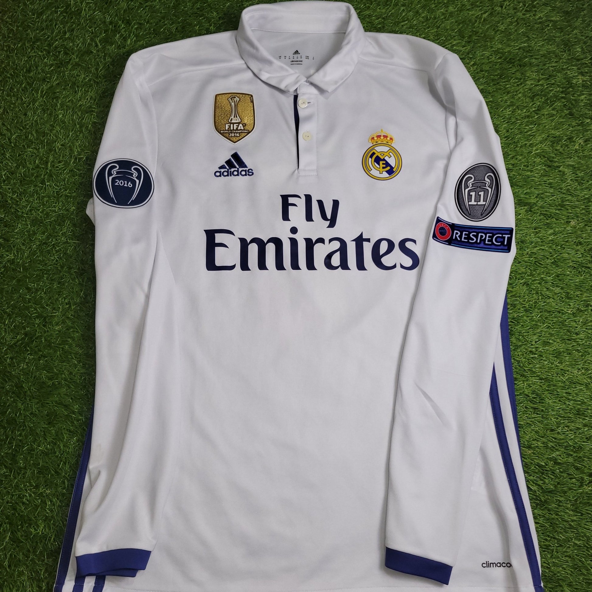 Cristiano Ronaldo Real Madrid 2016 2017 UEFA Home Long Sleeve Soccer Jersey Shirt M SKU AI5184 Adidas
