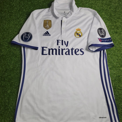 Cristiano Ronaldo Real Madrid 2016 2017 UEFA Home Soccer Jersey Shirt L SKU S94992 Adidas