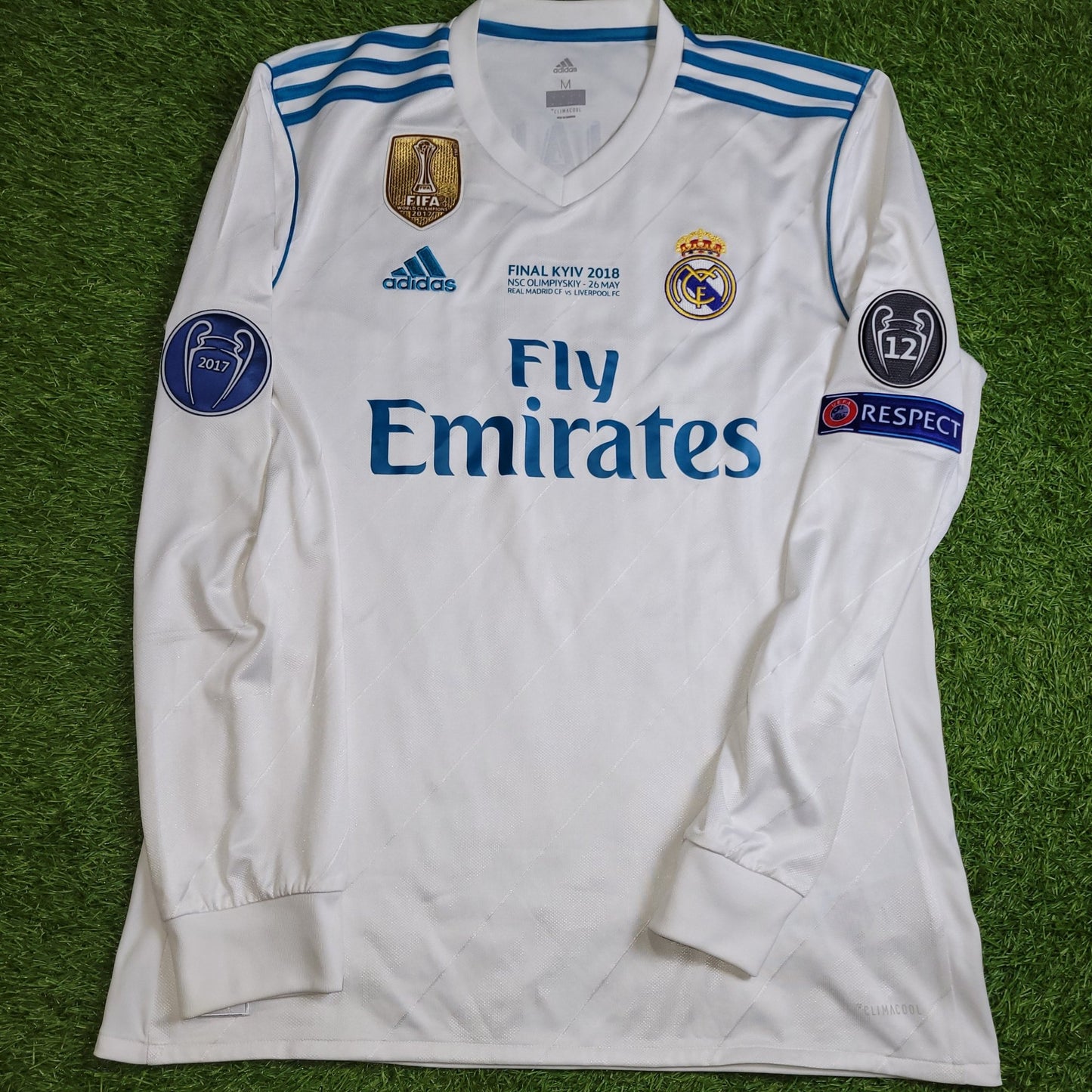 Cristiano Ronaldo Real Madrid 2017 2018 LAST GAME UEFA FINAL Long Sleeve Soccer Jersey Shirt M SKU B31106 Adidas