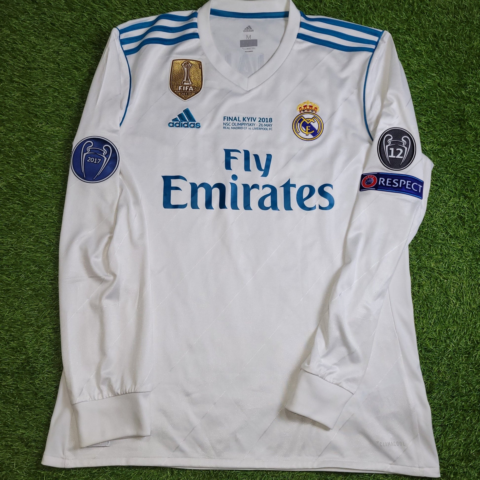Cristiano Ronaldo Real Madrid 2017 2018 LAST GAME UEFA FINAL Long Sleeve Soccer Jersey Shirt M SKU B31106 Adidas