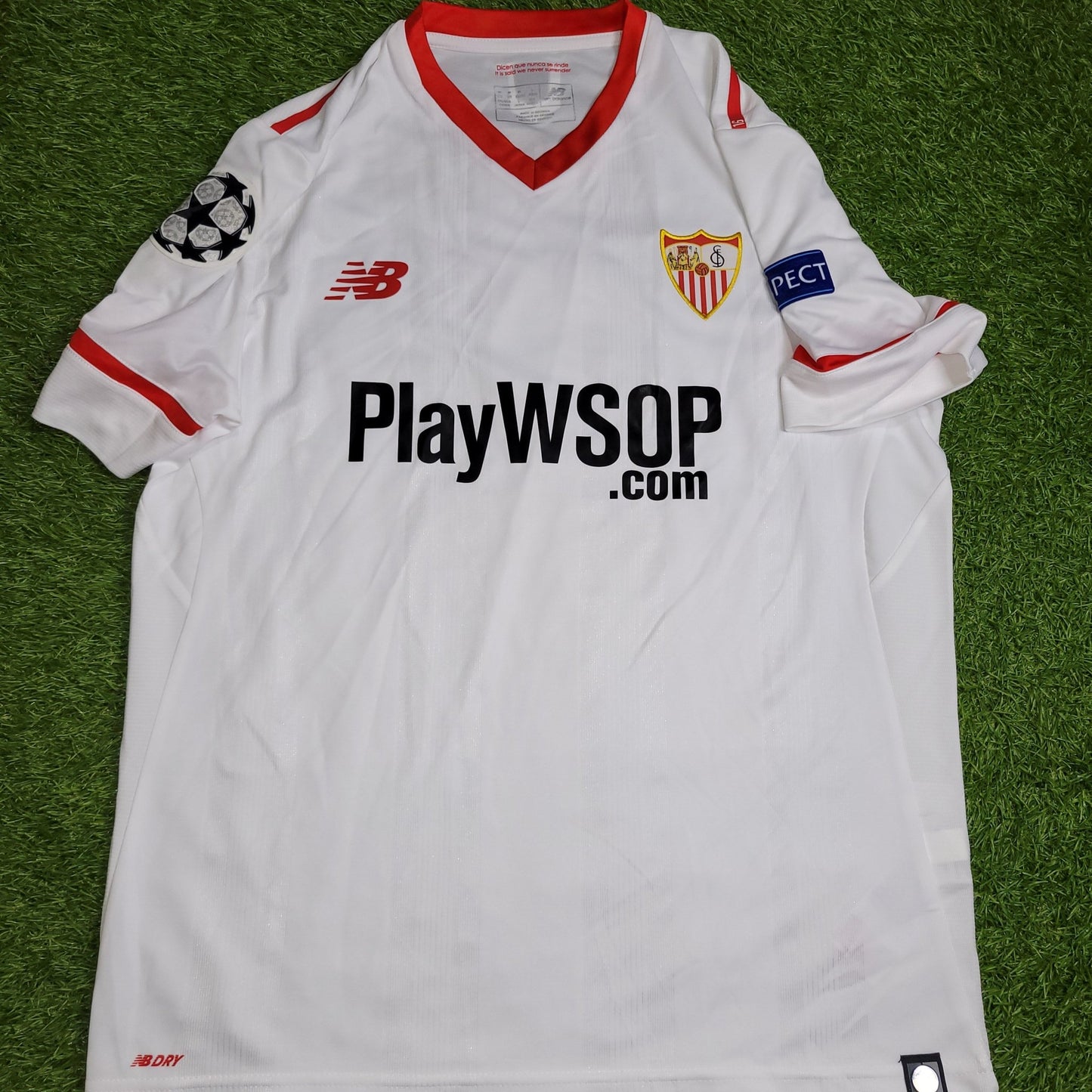 Lenglet Sevilla 2017 2018 MATCH WORN Soccer Jersey M New Balance