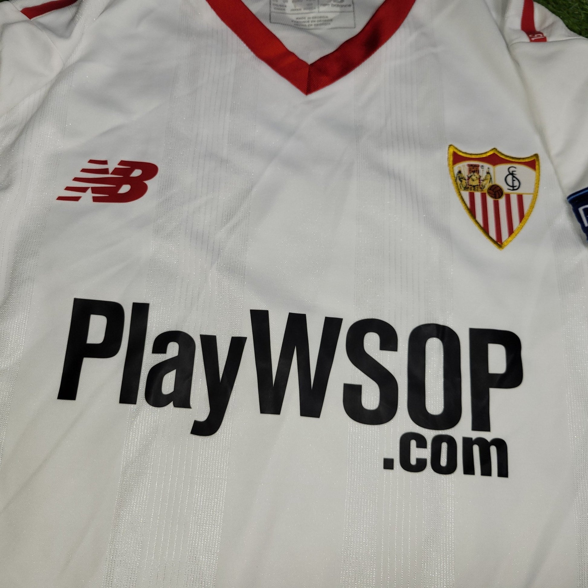 Lenglet Sevilla 2017 2018 MATCH WORN Soccer Jersey M New Balance