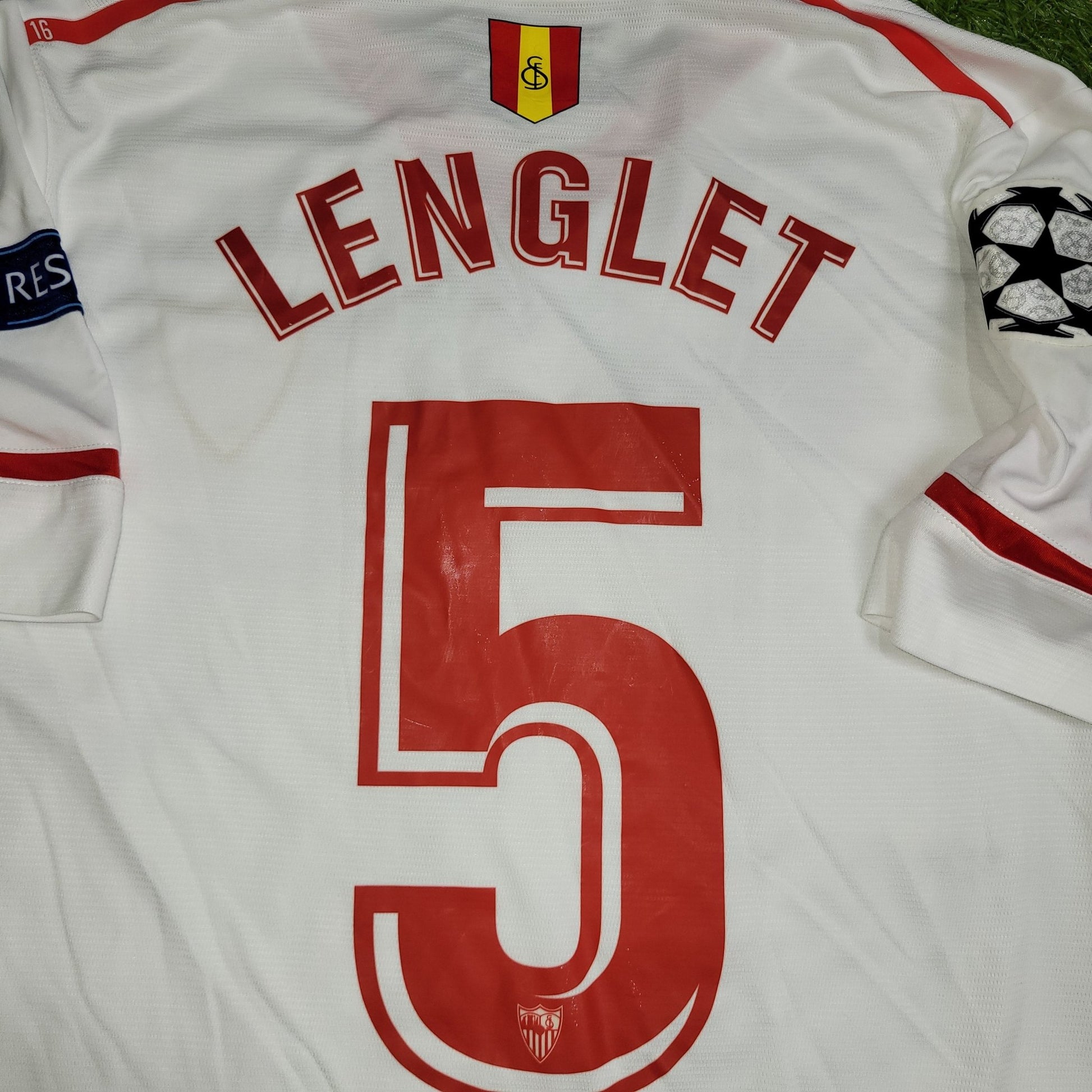 Lenglet Sevilla 2017 2018 MATCH WORN Soccer Jersey M New Balance
