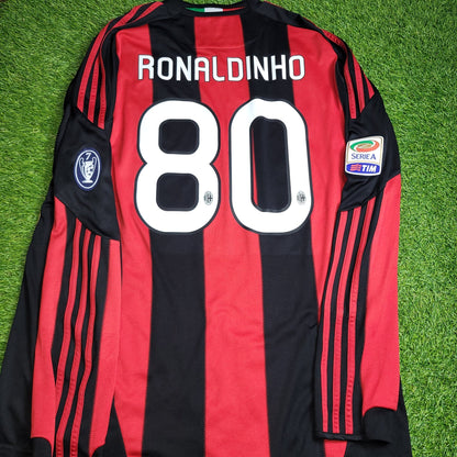 Ronaldinho AC Milan 2010 2011 Home Long Sleeve Soccer Jersey Shirt XL SKU P96287 Adidas