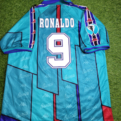 Ronaldo Kappa Barcelona UEFA CUP FINAL 1996 1997 Away Soccer Jersey Shirt XL kappa