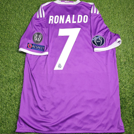 Cristiano Ronaldo Real Madrid 2016 2017 UEFA FINAL Away Soccer Jersey Shirt L SKU# AI5158