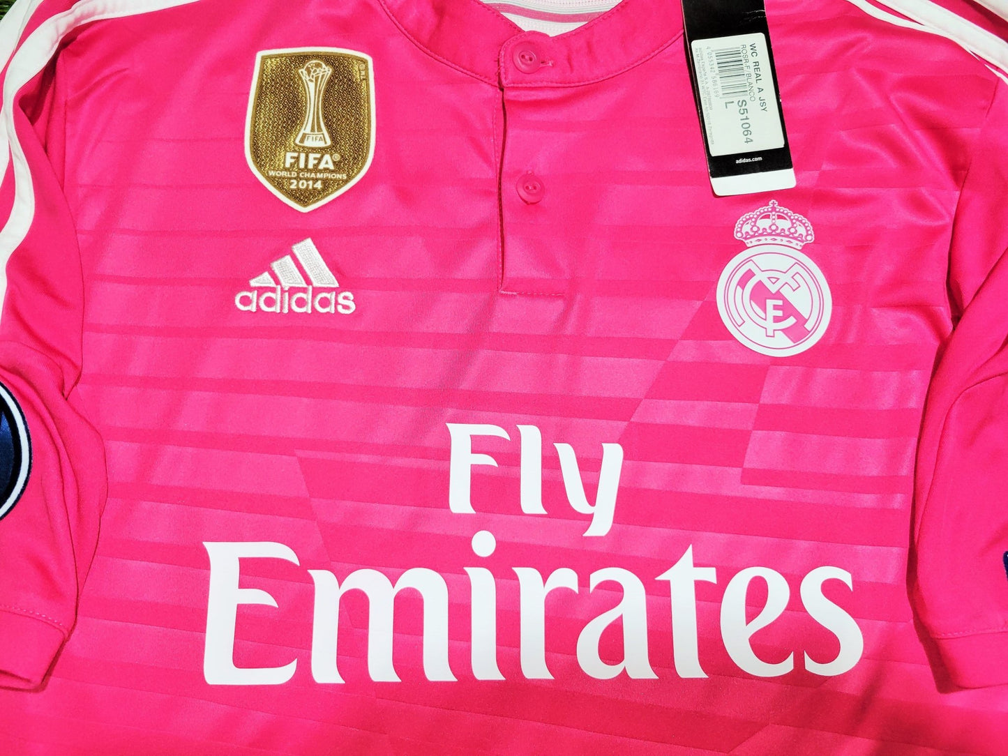 Cristiano Ronaldo Real Madrid 2014 2015 UEFA Away Pink Jersey Shirt BNWT L SKU# M37315 Adidas