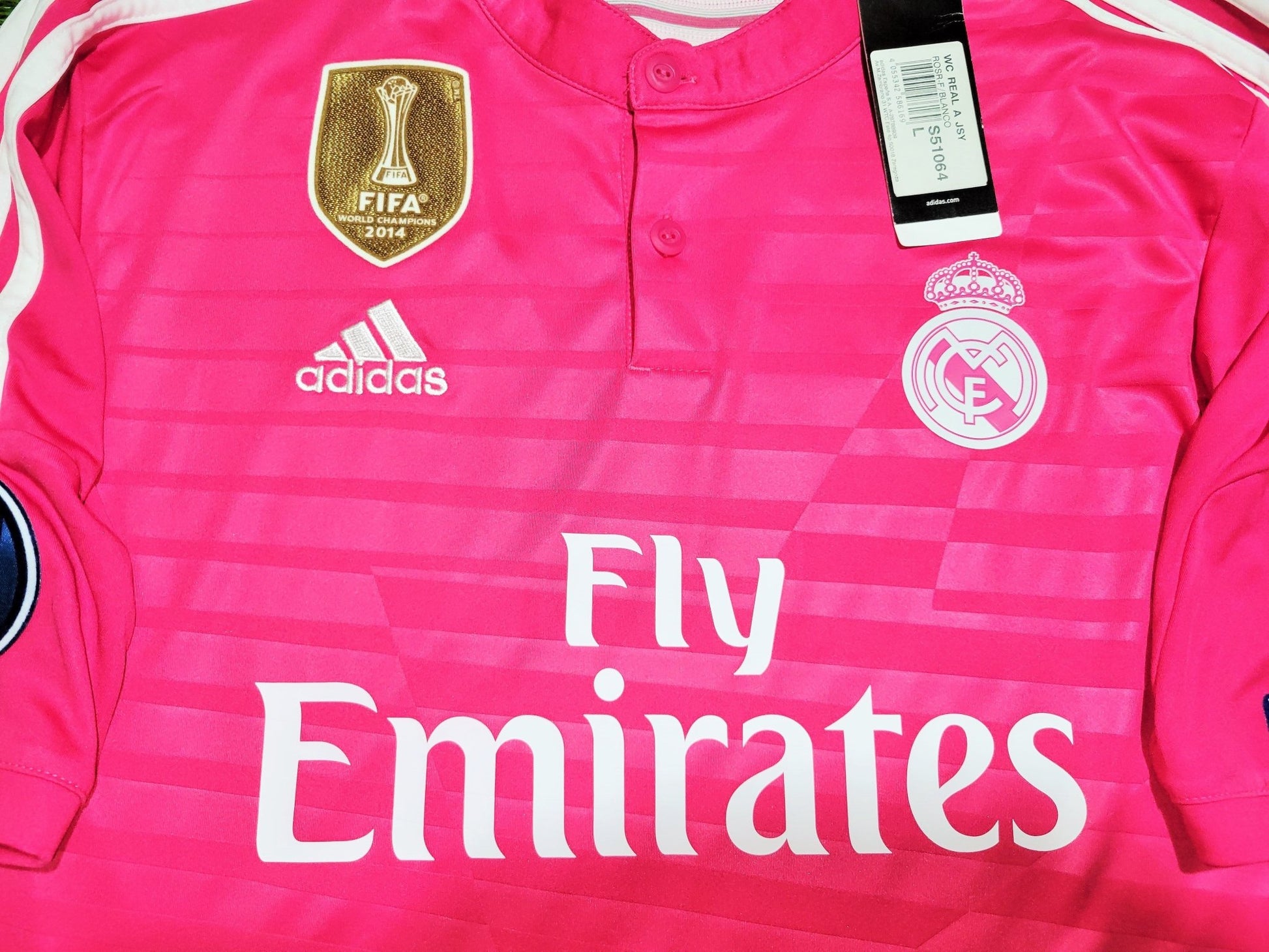 Cristiano Ronaldo Real Madrid 2014 2015 UEFA Away Pink Jersey Shirt BNWT L SKU# M37315 Adidas