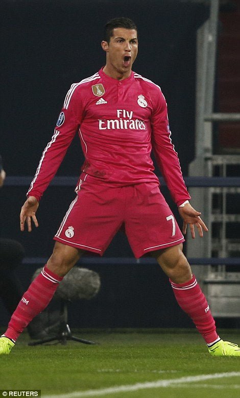 Cristiano Ronaldo Real Madrid 2014 2015 UEFA Away Pink Jersey Shirt BNWT L SKU# M37315 Adidas
