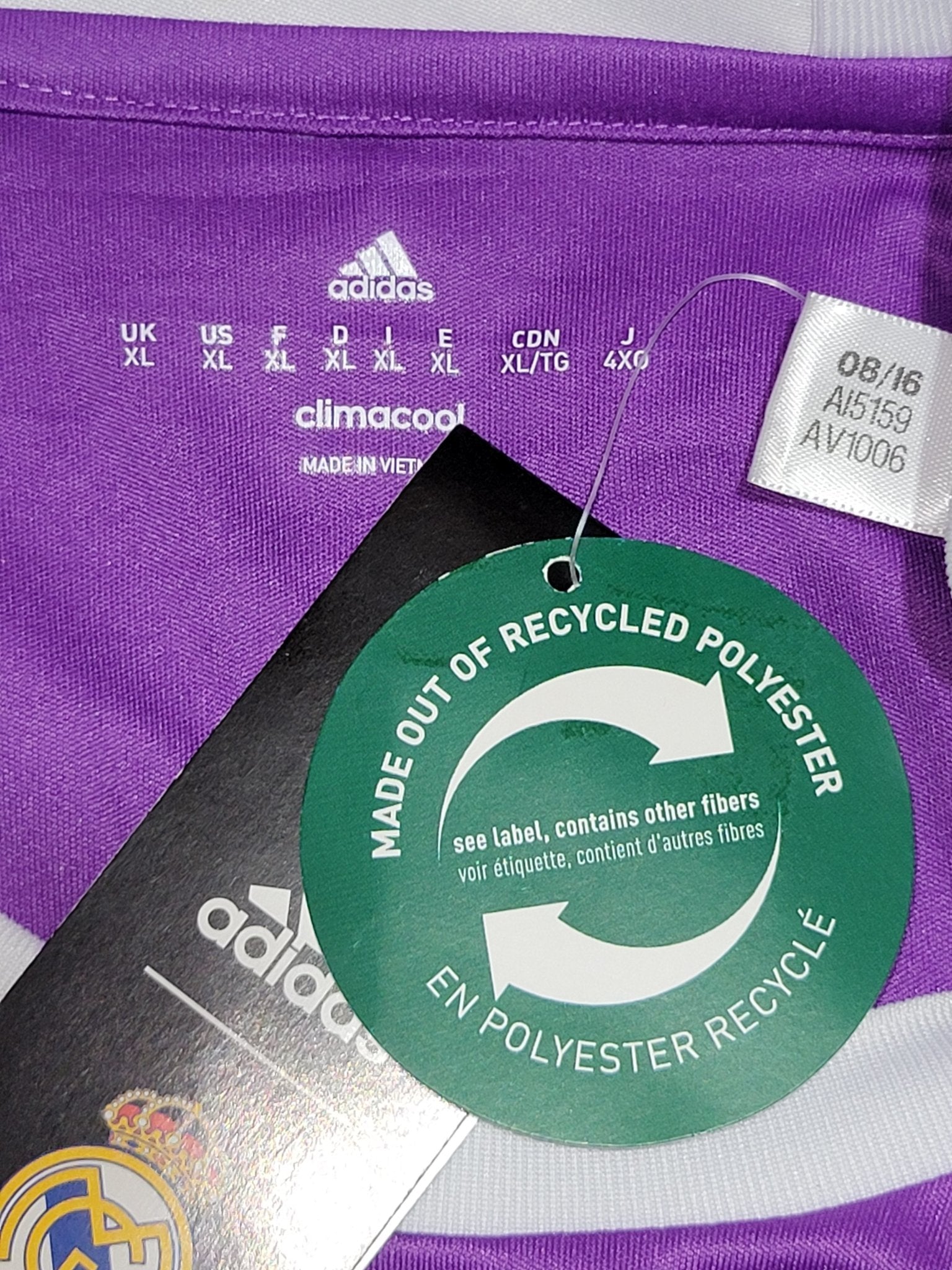 Cristiano Ronaldo Real Madrid 2016 2017 UEFA FINAL Purple Away Soccer Long Sleeve Jersey Shirt BNWT XL SKU# AI5159 Adidas