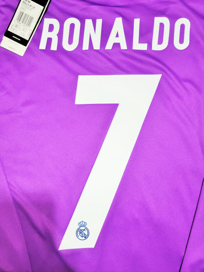 Cristiano Ronaldo Real Madrid 2016 2017 UEFA FINAL Purple Away Soccer Long Sleeve Jersey Shirt BNWT XL SKU# AI5159 Adidas
