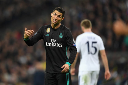 Cristiano Ronaldo Real Madrid 2017 2018 UEFA Long Sleeve Away Soccer Jersey Shirt M SKU# B31088 Adidas