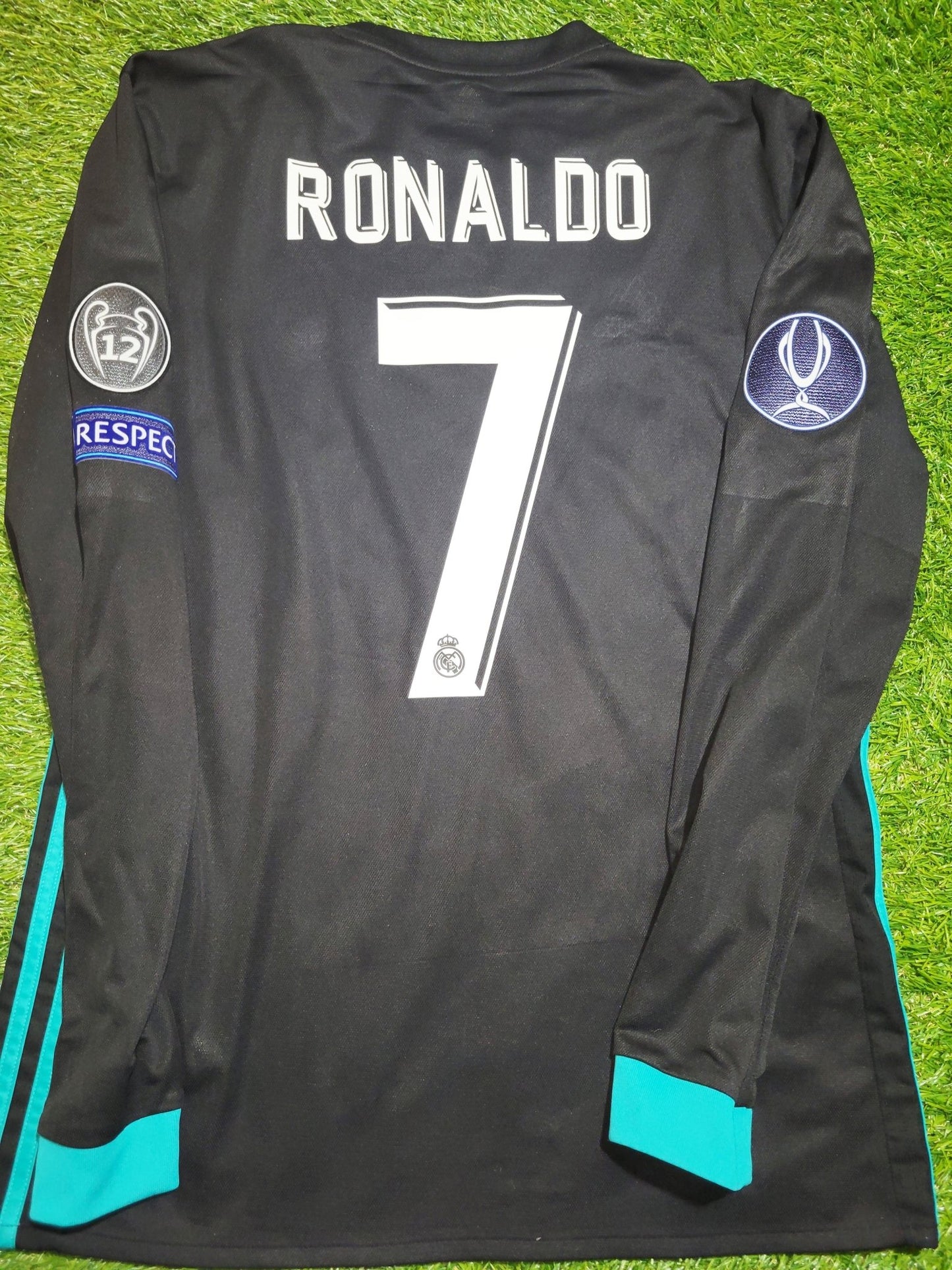 Cristiano Ronaldo Real Madrid 2017 2018 UEFA SUPER CUP FINAL Long Sleeve Away Jersey Shirt M SKU# B31088 Adidas