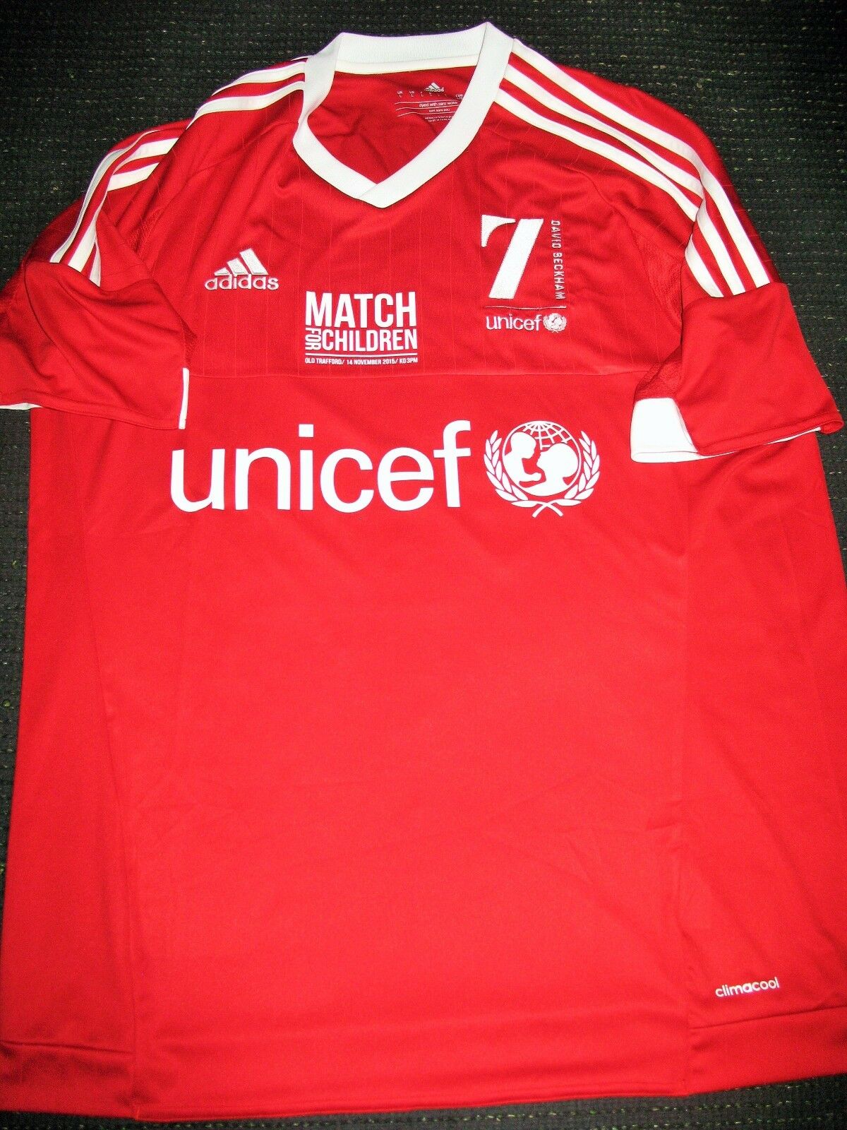 David Beckham MATCH FOR CHILDREN 2015 MATCH ISSUE Jersey Shirt - foreversoccerjerseys