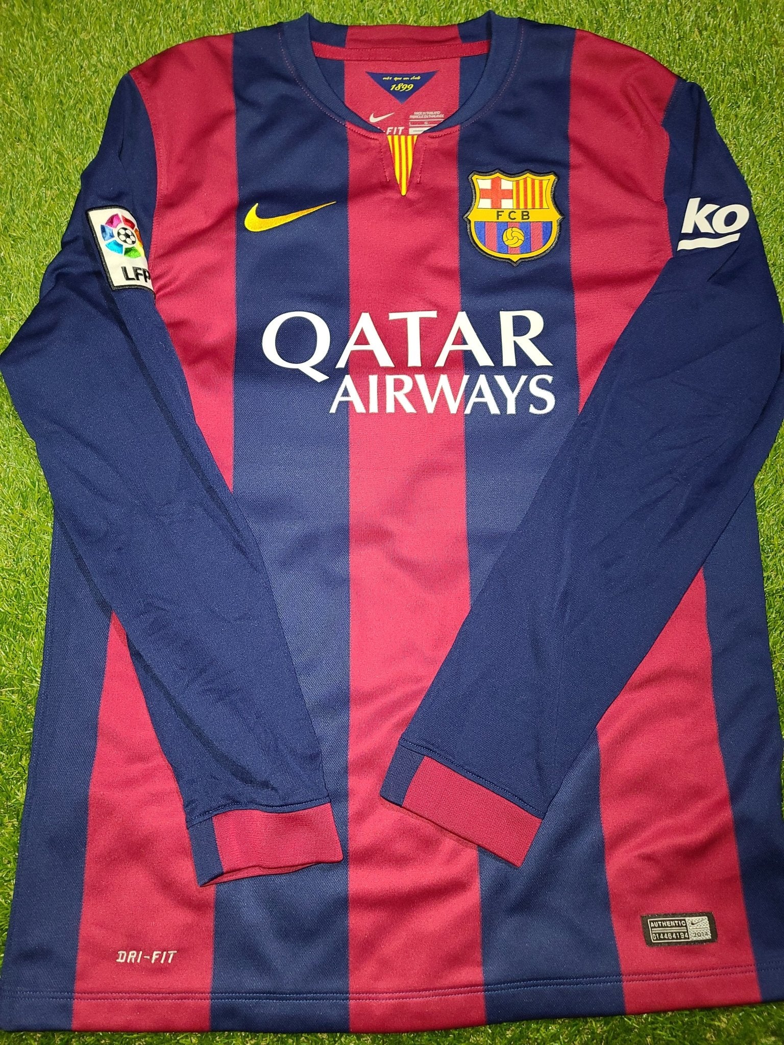 Messi Barcelona 2014 2015 TREBLE SEASON Jersey Shirt Camiseta L SKU# 618737-422 foreversoccerjerseys