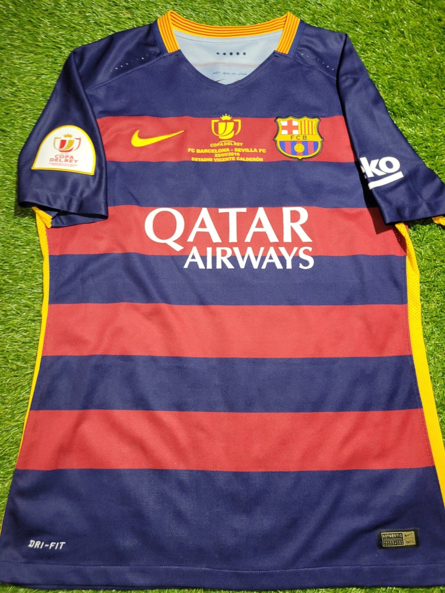 Messi Barcelona Player Issue COPA DEL REY FINAL 2015 2016 Soccer Home Jersey Shirt L SKU# 658790-422 Nike