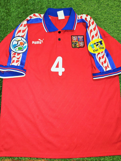 Nedved Czech Republic Czechoslovakia Puma 1996 EURO CUP FINAL Home Jersey Shirt XL foreversoccerjerseys