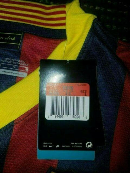 Neymar Barcelona Long Sleeve 2013 2014 DEBUT SEASON Jersey Shirt Camiseta BNWT L - foreversoccerjerseys