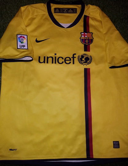 Puyol Barcelona TREBLE 2008 2009 Yellow Jersey Shirt Camiseta XL 286787-760 foreversoccerjerseys
