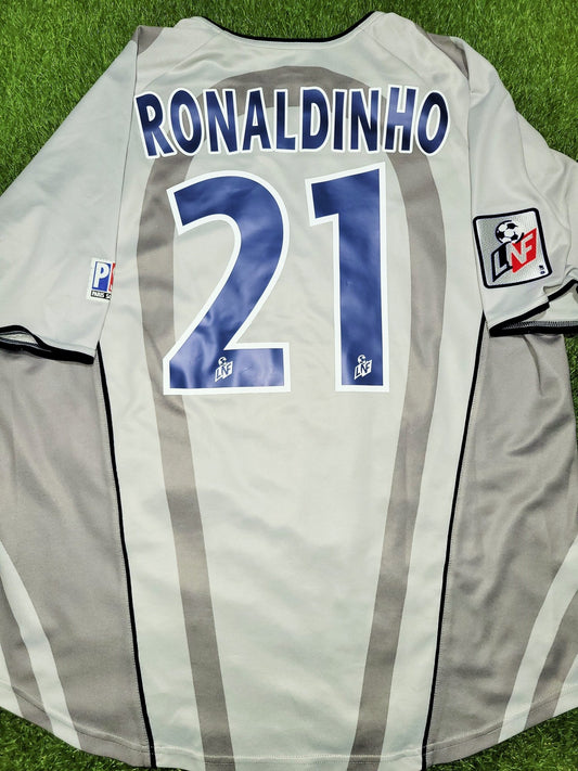 Ronaldinho PSG Paris Saint Germain 2001 2002 DEBUT SEASON Away Soccer Jersey Shirt XL Nike