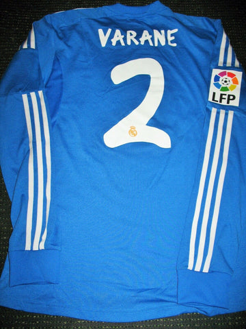 Varane Real Madrid MATCH WORN Blue 2013 2014 Jersey Camiseta Shirt Maillot L - foreversoccerjerseys